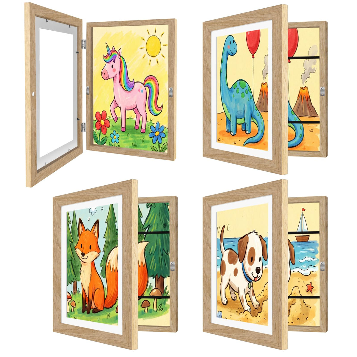 4 Pack Kids Artwork Frames Changeable 8.5 x 11 Inch Children Art Projects Kids Art Frames Front Opening Picture Display Frame, Black