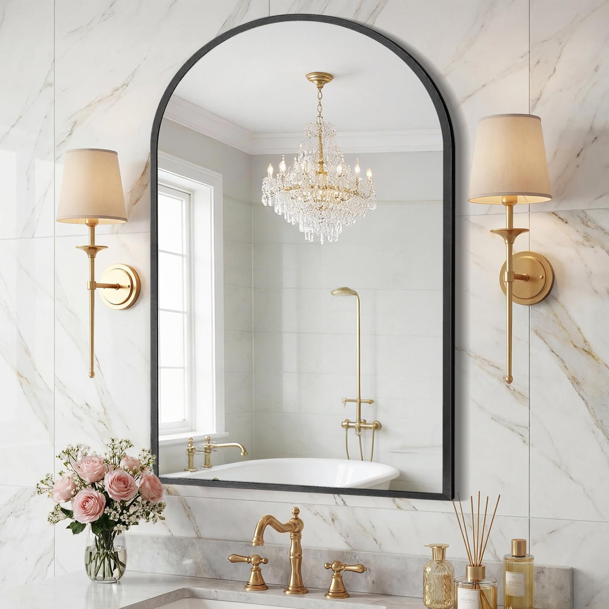 Sweetcrispy Round Bathroom Wall Mirror, Vanity Mirror, 20 Inch