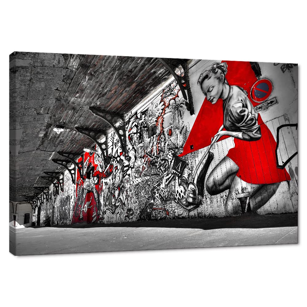 Banksy Wall Art Graffiti Street Giclee Canvas Paintings Poster and Prints Kid Wall Pictures girl Figure Street Picture Artwork Modern Framed Art for Home Wall Decor 24”Wx36”H