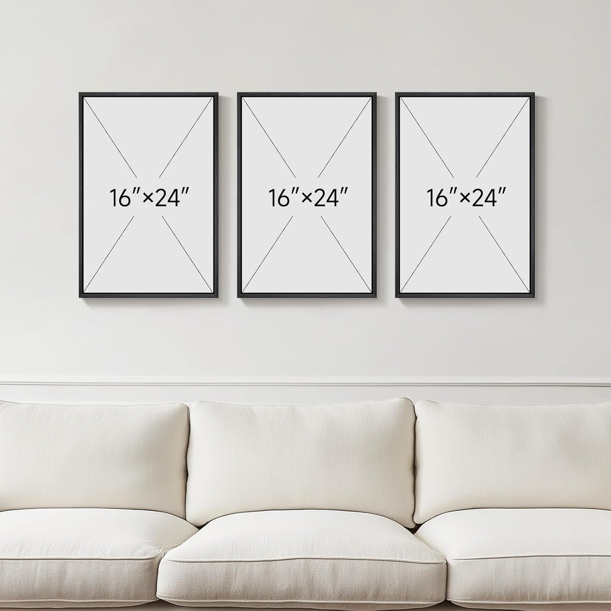 Framed Modern Minimalist Neutral Abstract Wall Art, Set of 3, Each 16x24 In