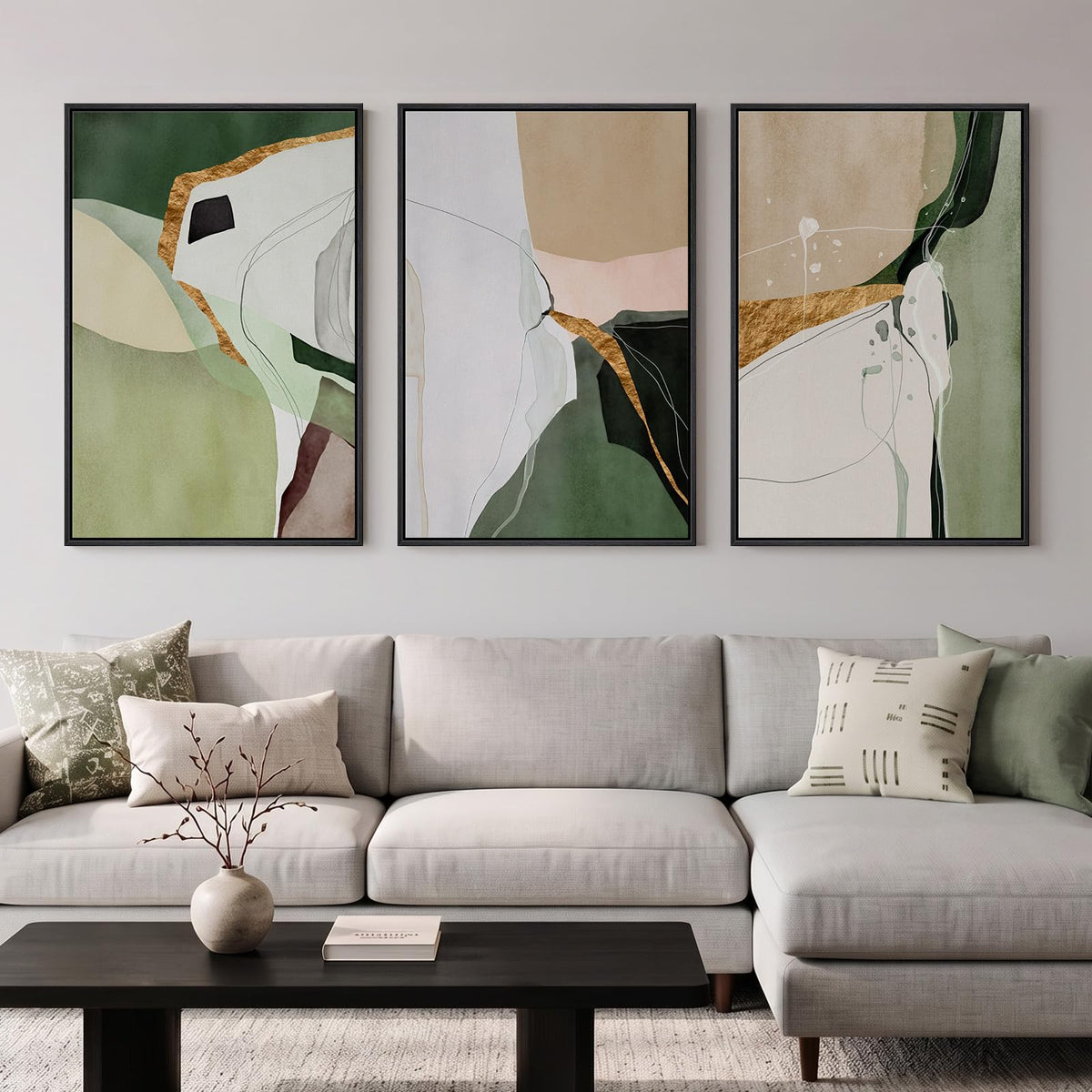 Large Framed Abstract Nature Landscape Wall Art for Living Room, 24x36 In
