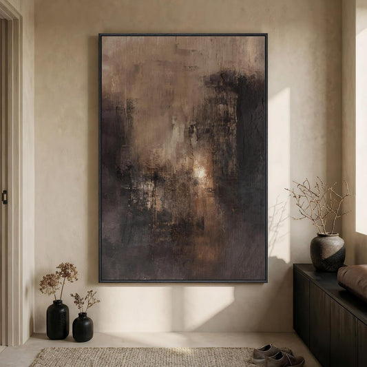 Extra Large Framed Brown Abstract Wall Art for Living Room, Vertical 40x60