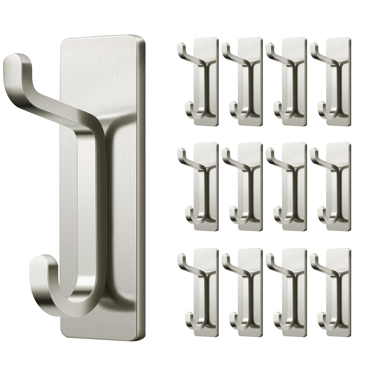 pickpiff 12 Pack Wall Hooks for Coat and Towel: 13LB Adhesive Door Hanger Stick on, Black
