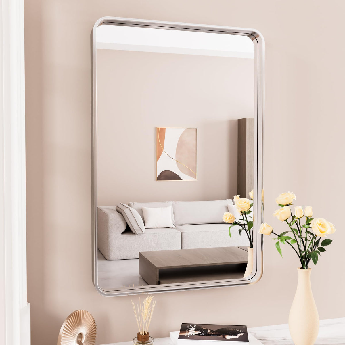JISOSO 22x30 Inch Black Bathroom Mirror Metal Framed