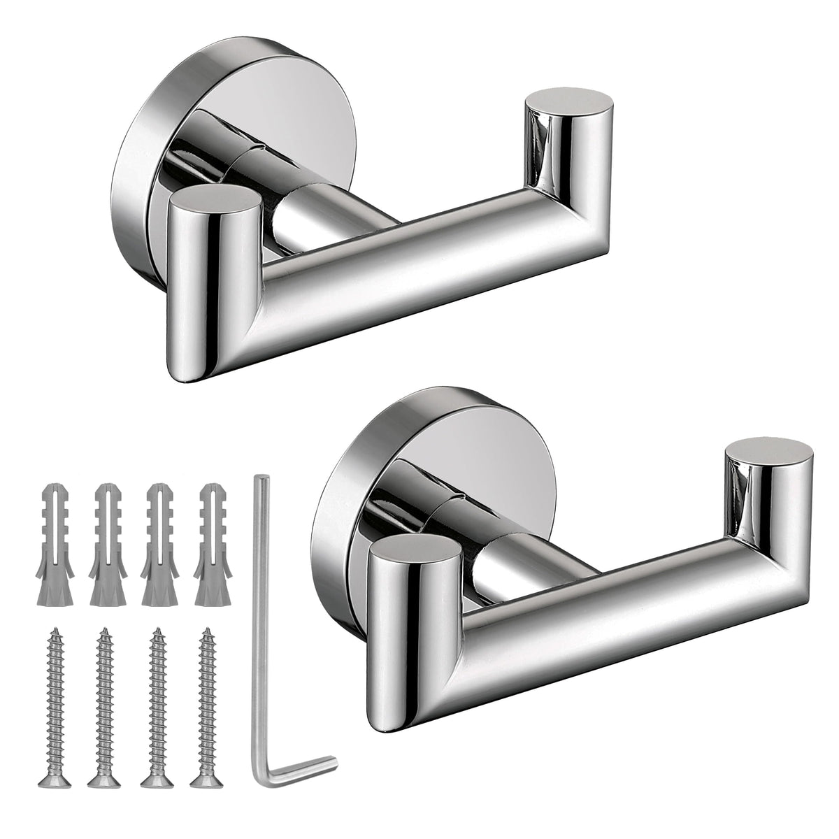 Towel Hooks for Bathrooms,Towel Hook for Kitchen Bathroom,SUS304 Stainless Steel Coat Hook,Heavy Duty Double Holder Robe Hooks for Hanging Towels,Coats,Sponges,Clothes,Wall Mount,Matte Black,2 Pack