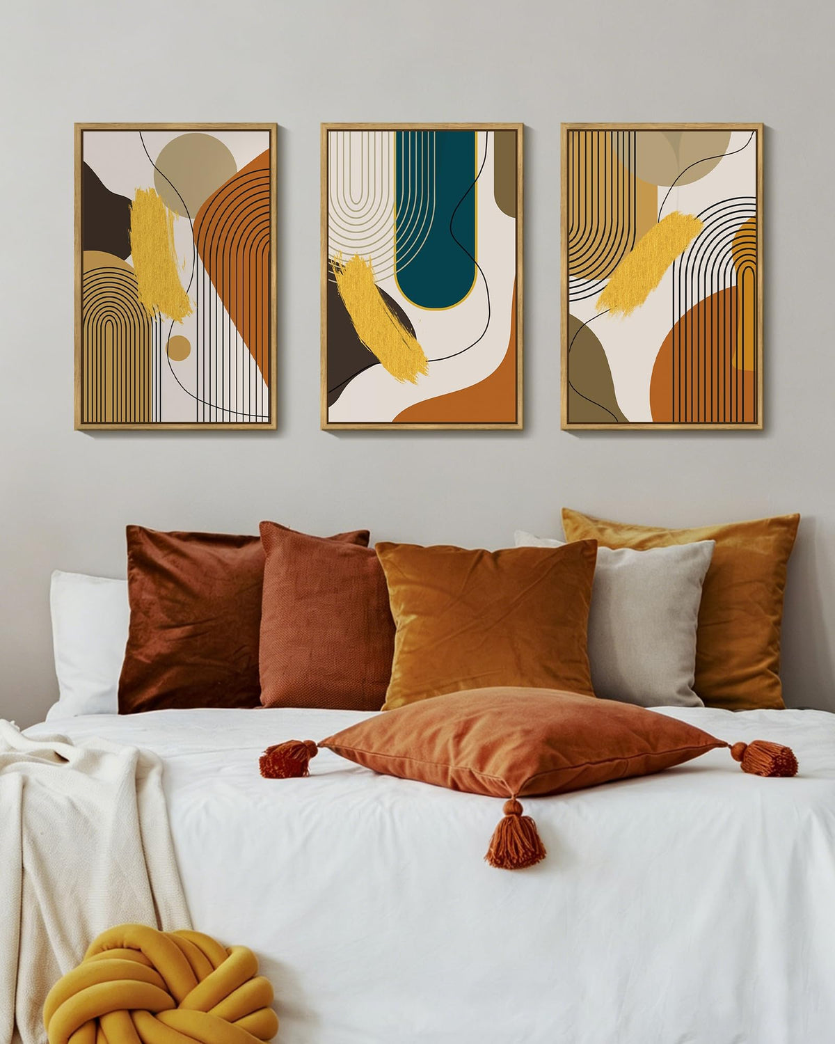 PHOPAGO Minimalist Abstract Framed Wall Art 11x14in Natural Framed