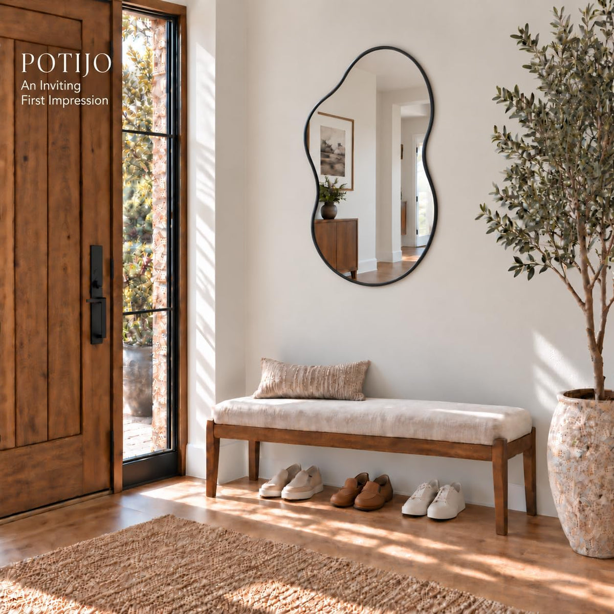 Irregular Wall Mirror 24×40 Inch Black