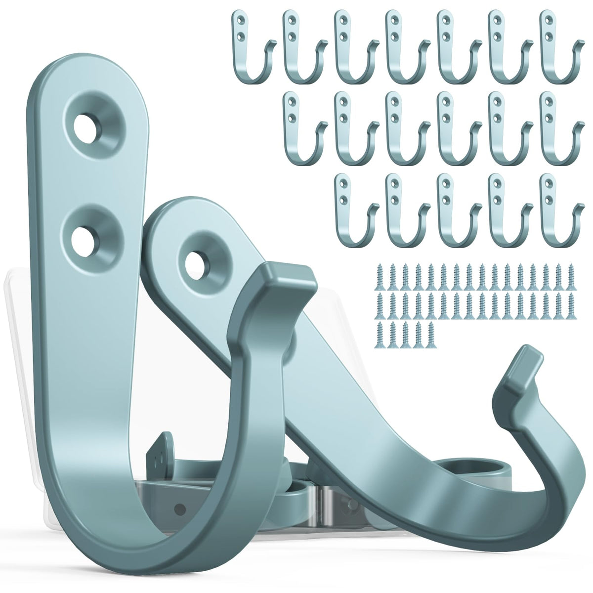 BREYDROK 20-Pack Coat Hooks for Hanging, Heavy Duty Black Metal Wall Hooks