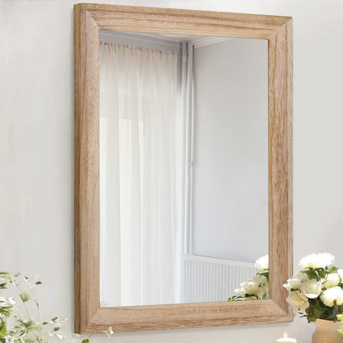 AAZZKANG Wall Mirror Black Wood Framed Rectangle Mirrors for Wall 16"x12"