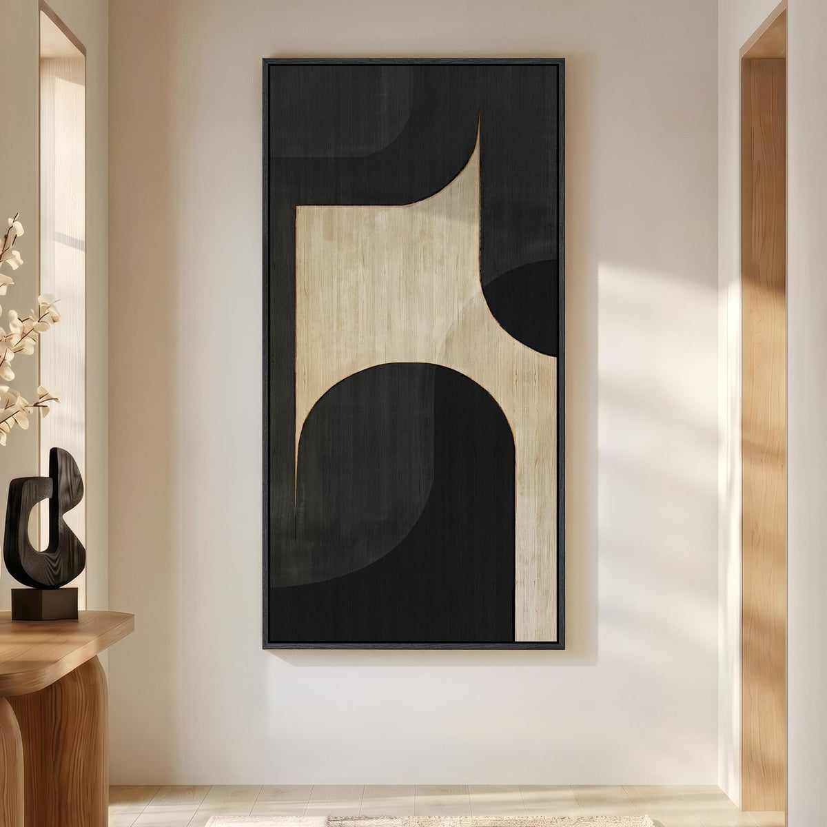 Extra Large Framed Brown Abstract Wall Art for Living Room, Vertical 40x60