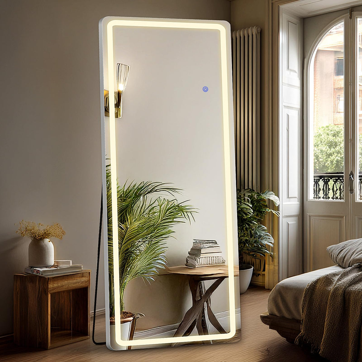DUMOS Arched LED Mirror Full Length Standing, 16"x60" Full Body Wall Mirror