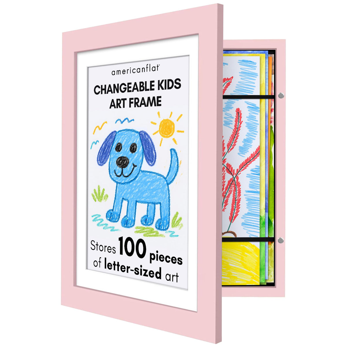 Americanflat 8.5x11 Changeable Kids Art Frame 2-Pack - Black