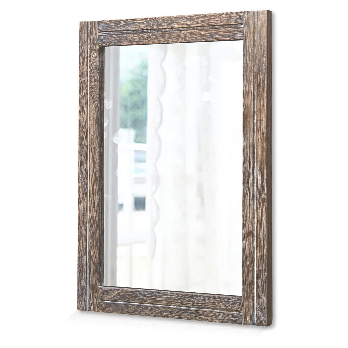 AAZZKANG Wall Mirror Rustic Wood Framed Rectangle Mirrors for Wall 16"x12‘’