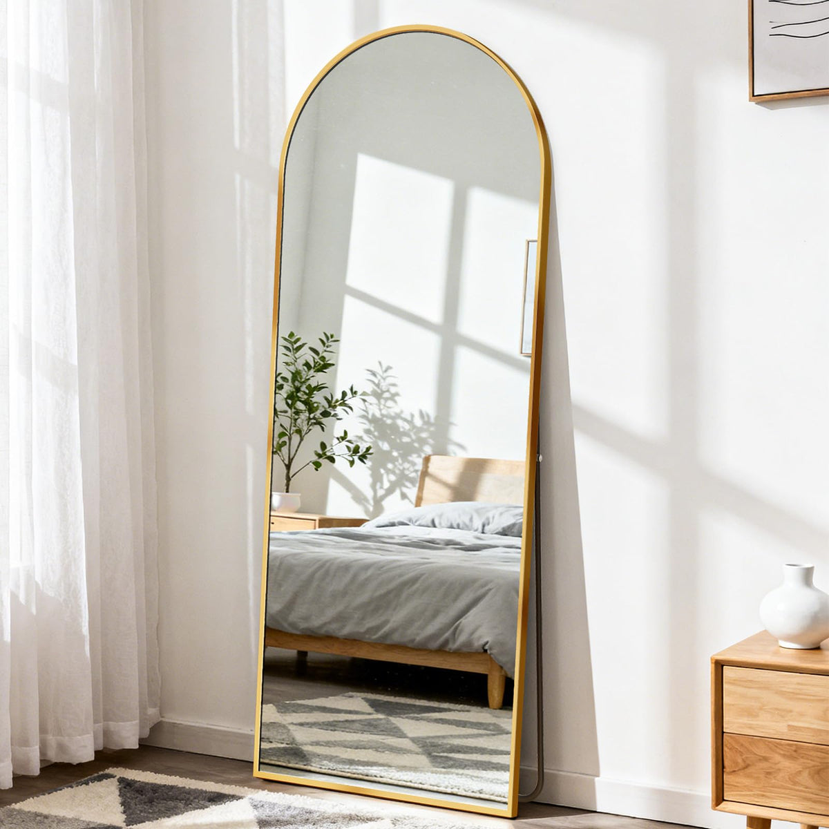 Mirror Full Length, Upgraded 16"x59" Body Wall Mirrors with Shatter-Proof Glass, Floor Standing, Hanging or Leaning, Tall Mirror with Stand Aluminum Alloy Frame for Bedroom Cloakroom
