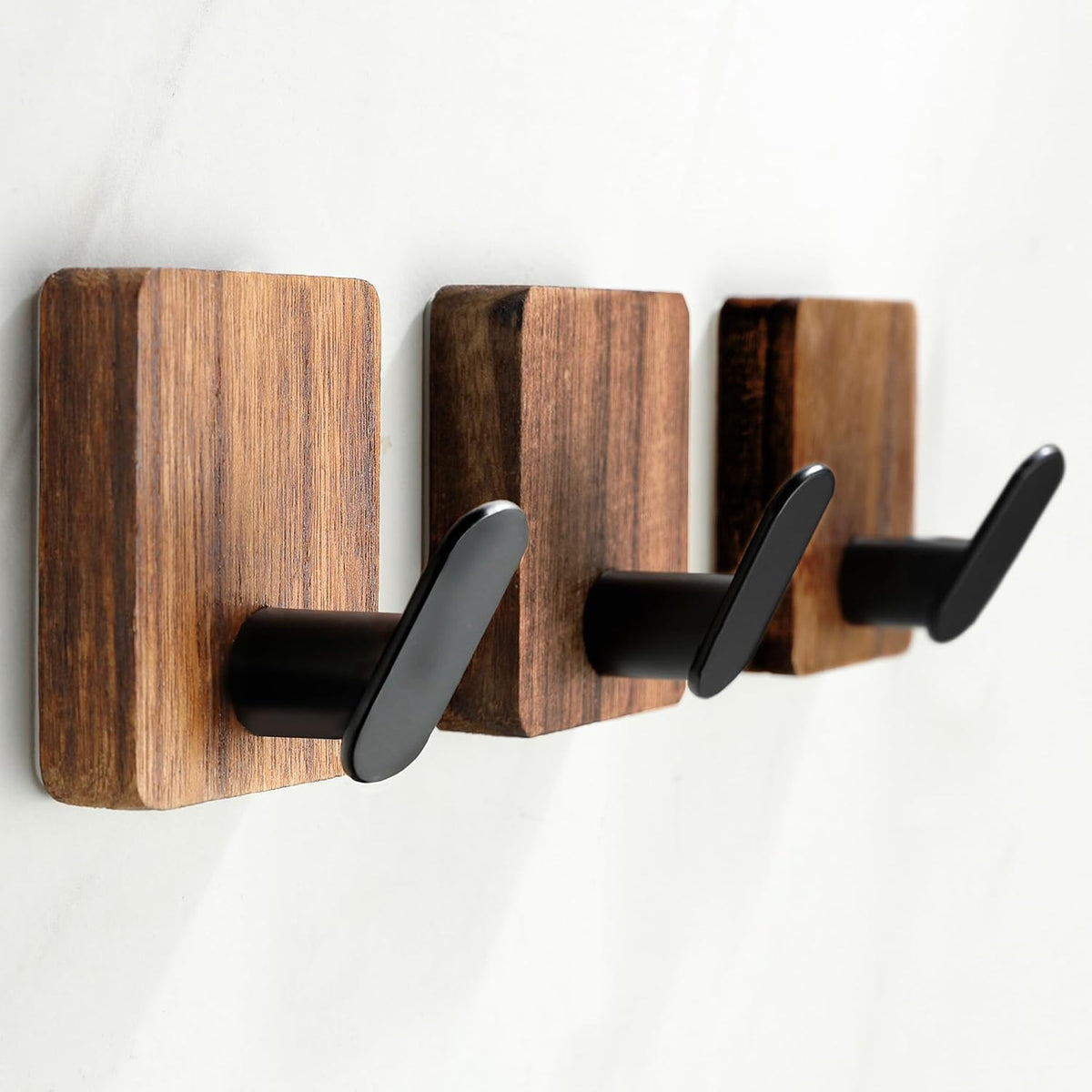 DELITON Towel Hooks for Bathrooms, Wood Decorative Adhesive Hanging Hook