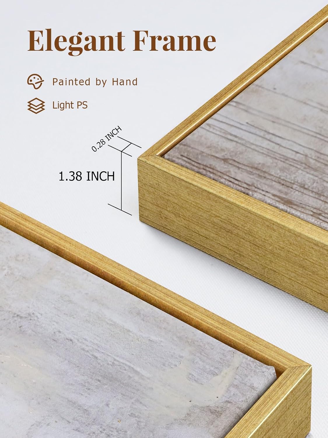 Zessonic Gold and Neutral Abstract Hand-Applied Brush Wall Art,20"x28"x2