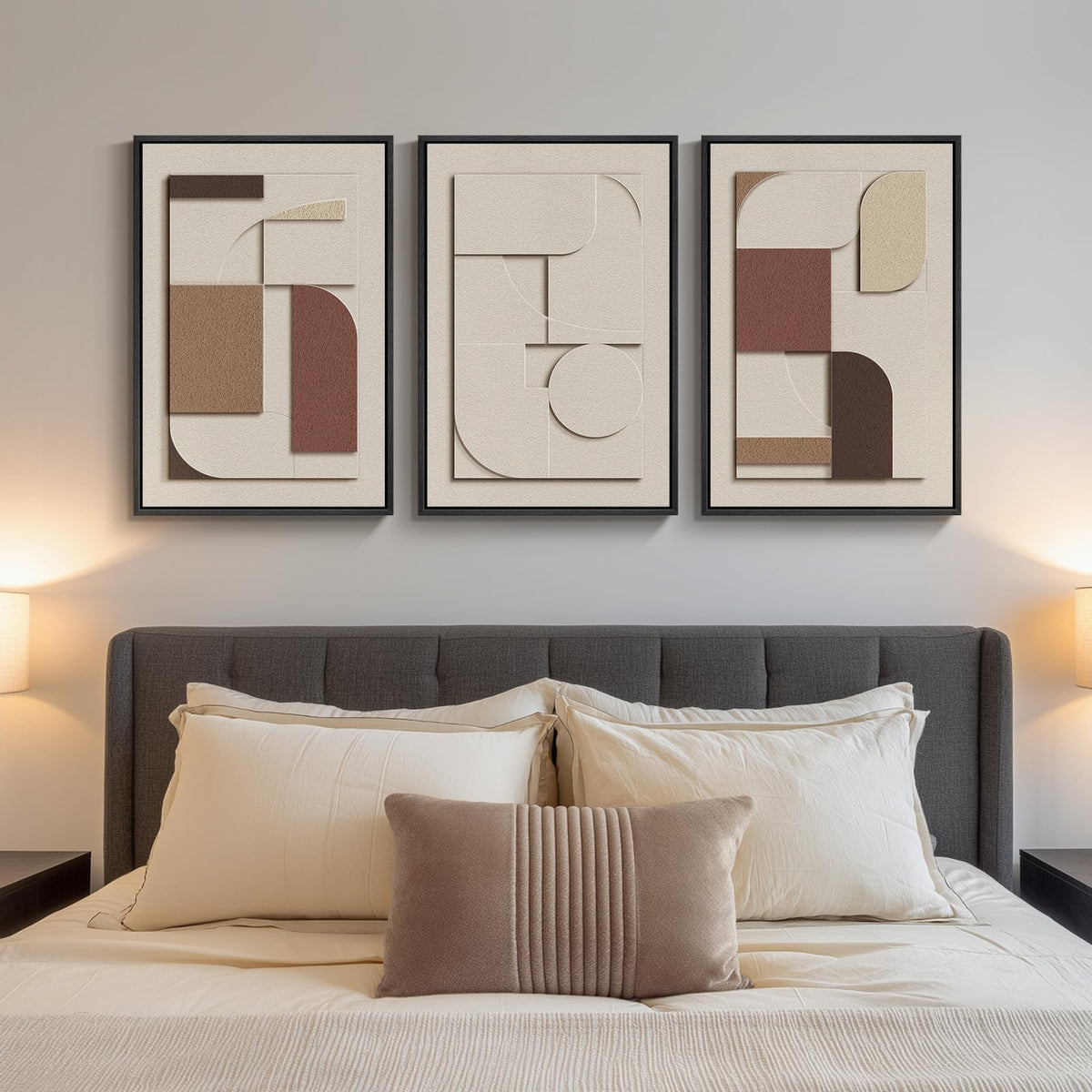 Large Framed Blue Abstract Wall Art for Living Room, Modern 3D Artwork