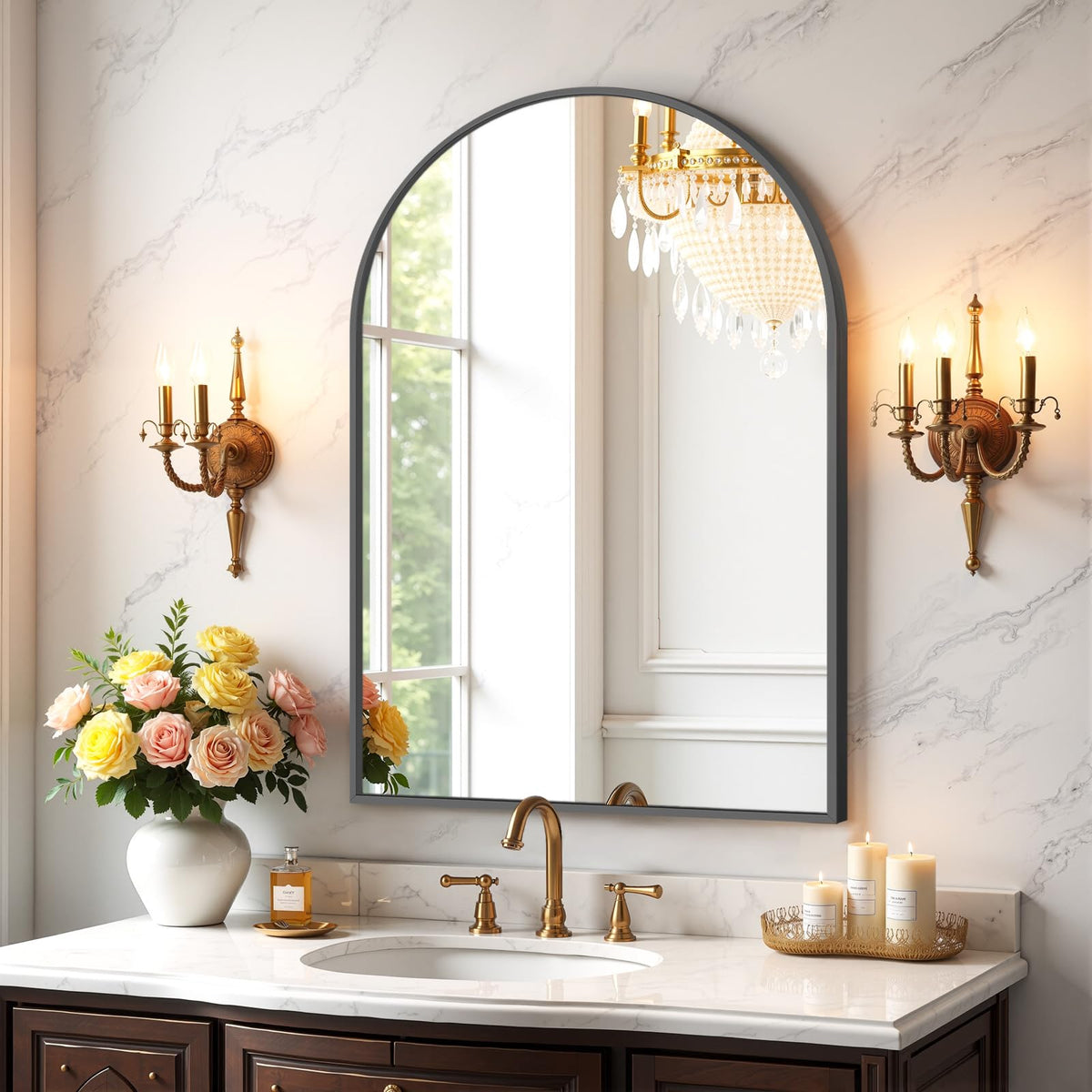 Bathroom Mirror for Wall, 24 Inch Round Mirrors