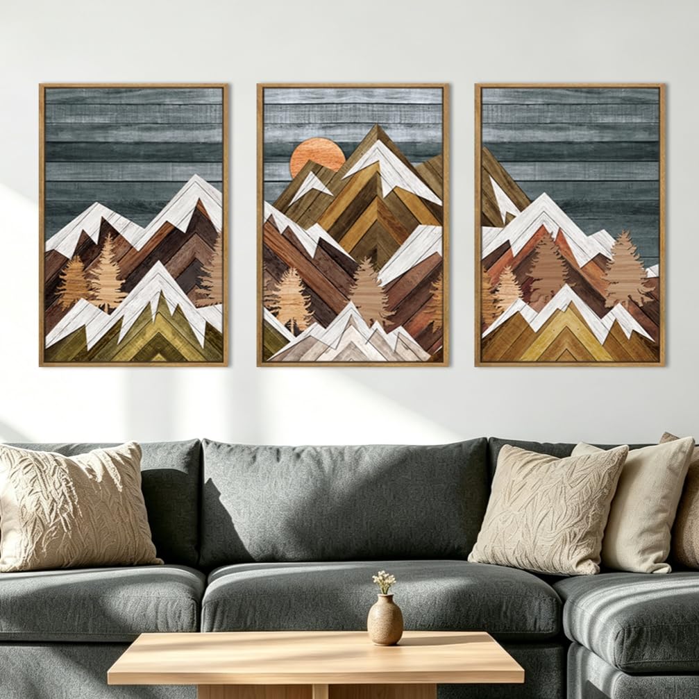 BINCUE Neutral Abstract Wall Art Beige Large Wall Decor Boho Mid Century Modern Artwork Art Print for Living Room Bedroom Office 24"x36" Set of 3 Gift