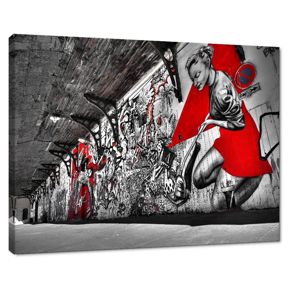Banksy Wall Art Graffiti Street Giclee Canvas Paintings Poster and Prints Kid Wall Pictures girl Figure Street Picture Artwork Modern Framed Art for Home Wall Decor 24”Wx36”H