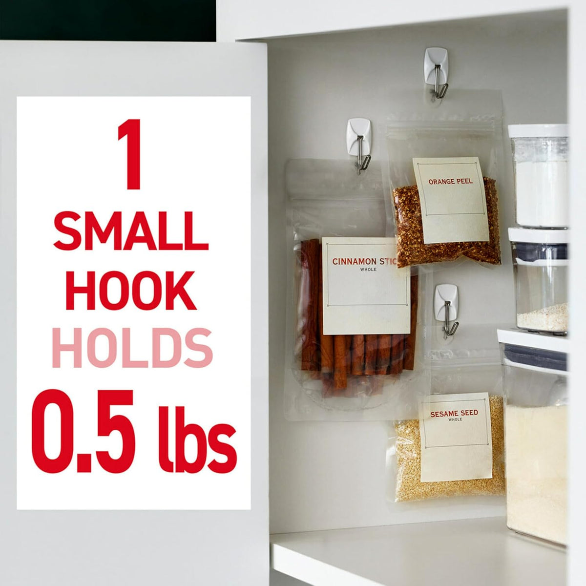 Command Small White Wire Hooks, 28 Hooks, 32 Strips