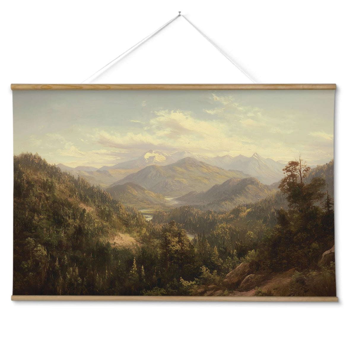 ARPEOTCY Extra Large Vintage Framed Wall Art, Fall Landscape Print, 36x54In