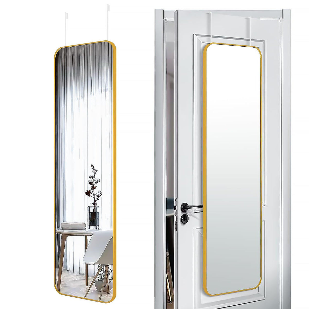SCWF-GZ 47x14 Full Length Mirror Over the Door Hang or Wall Mounted Black