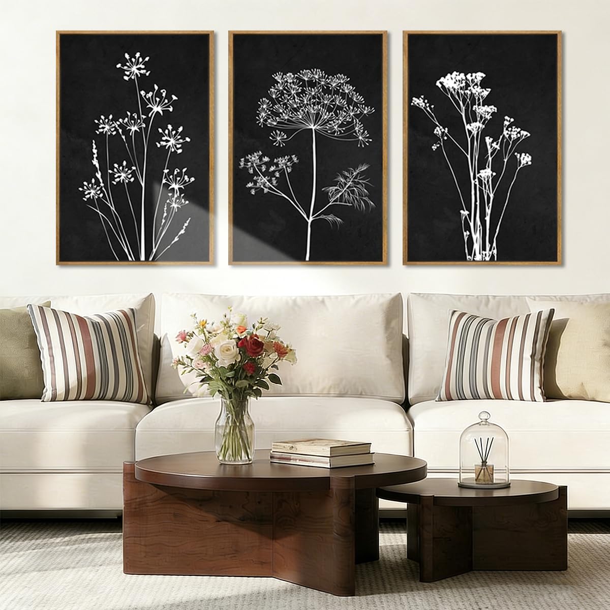 BINCUE Neutral Abstract Wall Art Beige Large Wall Decor Boho Mid Century Modern Artwork Art Print for Living Room Bedroom Office 24"x36" Set of 3 Gift