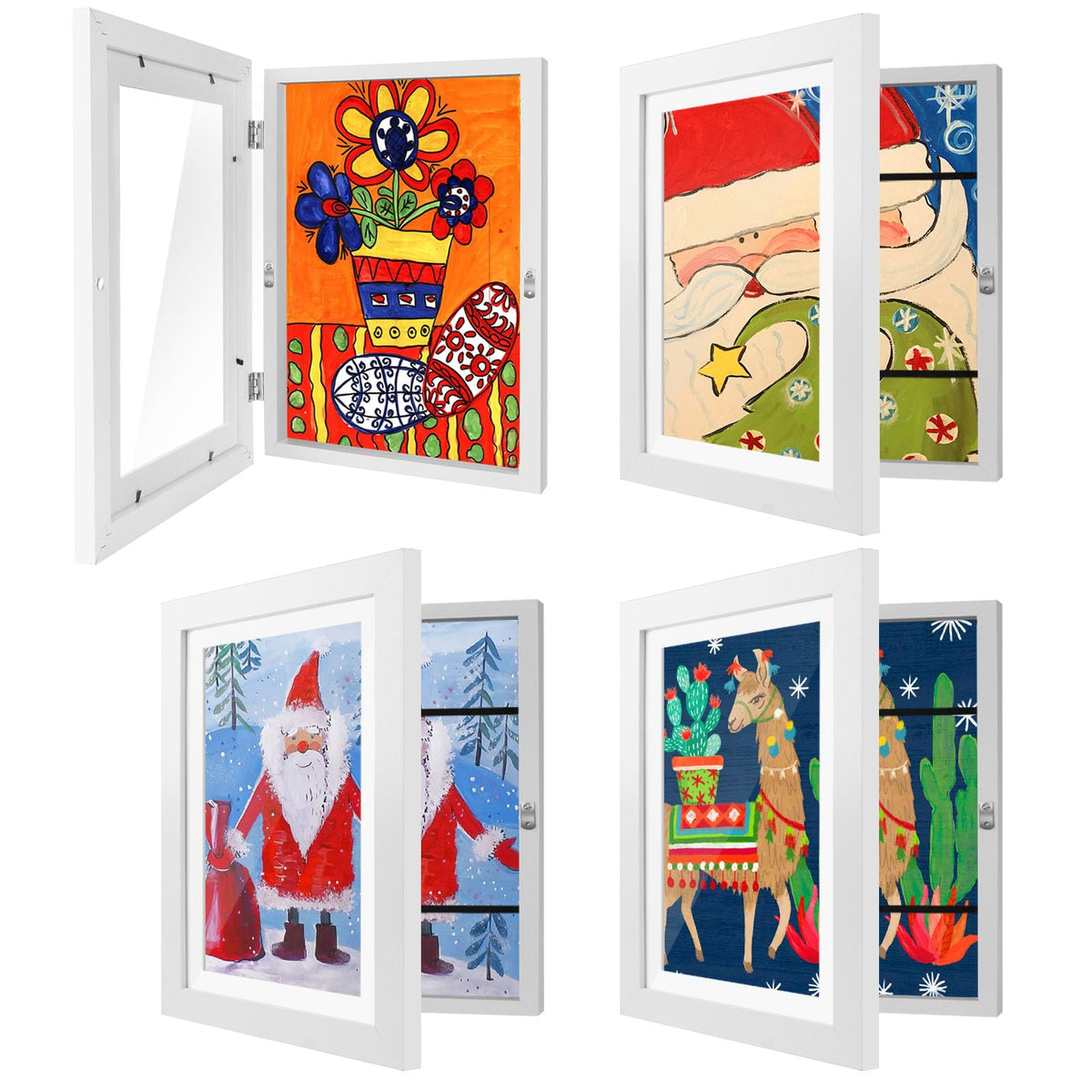 4 Pack Kids Artwork Frames Changeable 8.5 x 11 Inch Children Art Projects Kids Art Frames Front Opening Picture Display Frame, Black