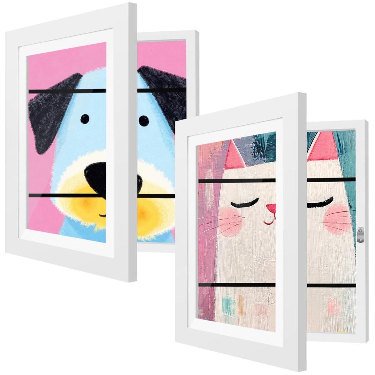 4 Pack Kids Artwork Frames Changeable 8.5 x 11 Inch Children Art Projects Kids Art Frames Front Opening Picture Display Frame, Black
