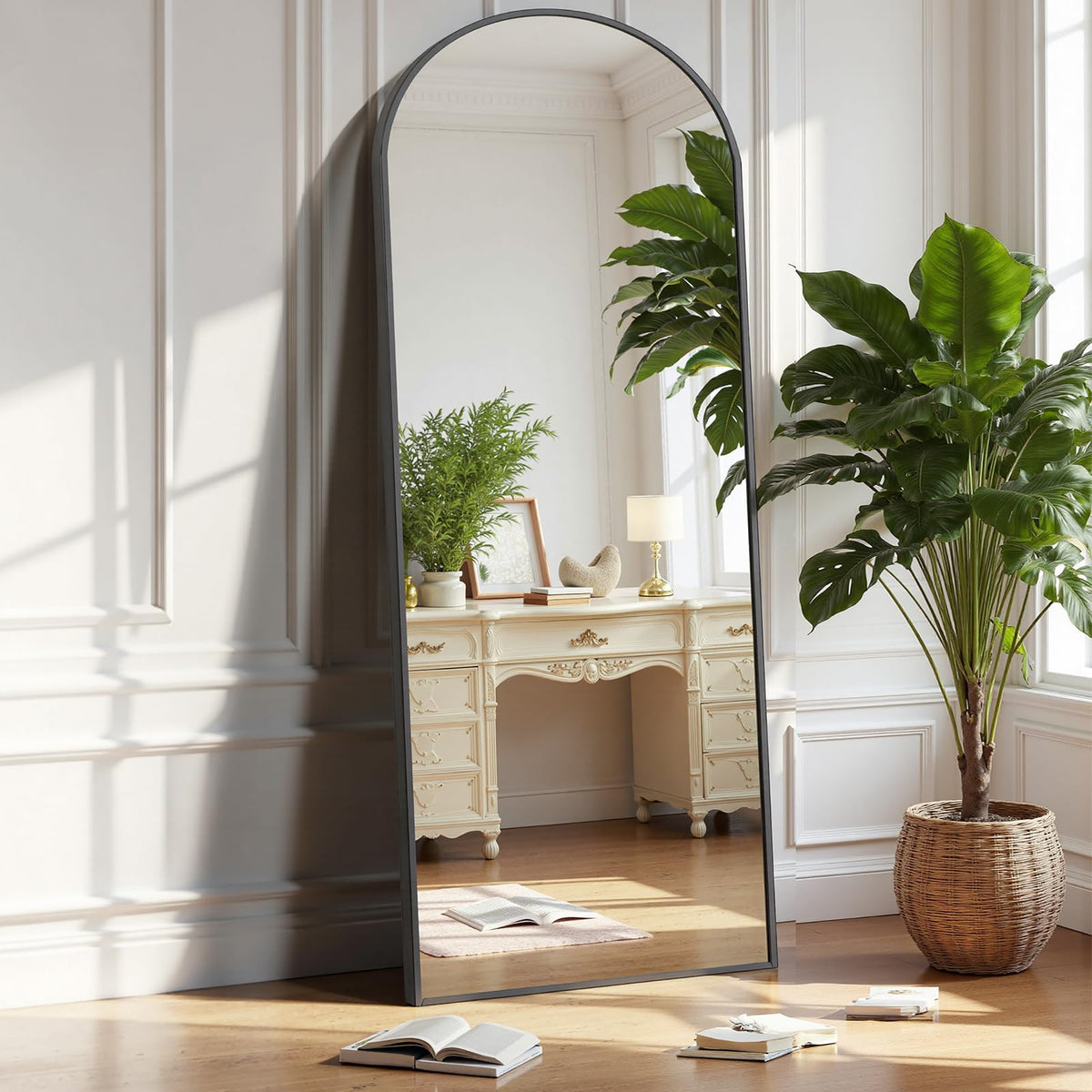OLIXIS 64"x21.5" Arched Full Length Mirror with Stand, Body Mirror