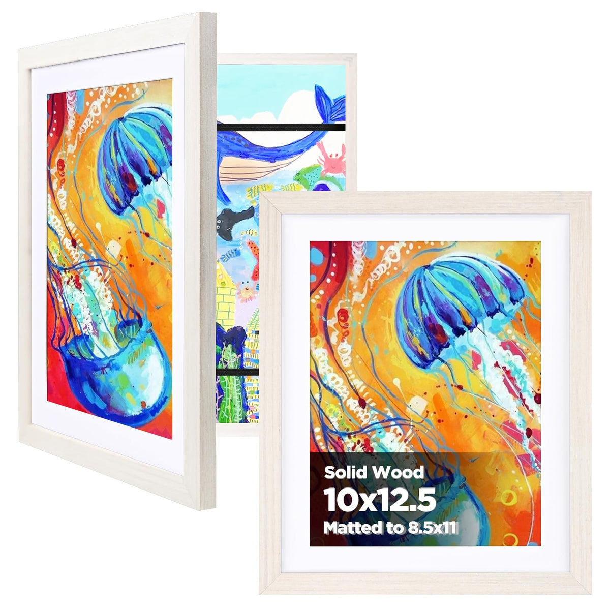 KINLINK 9x12 Kids Art Frame, Natural Artwork Frames 2 Pack