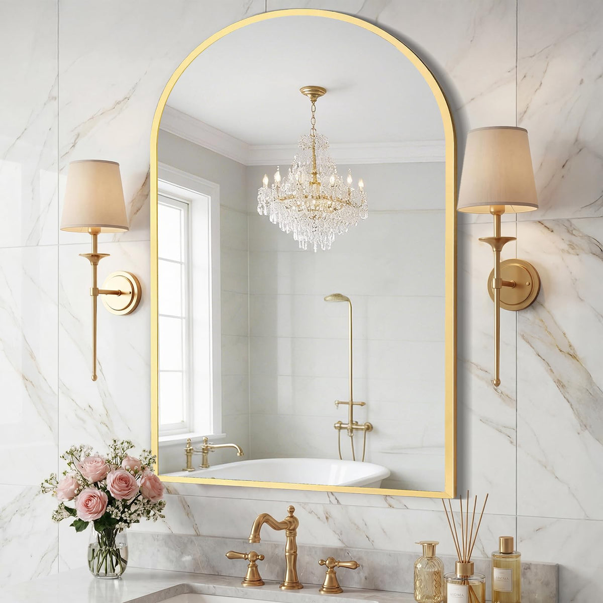 Sweetcrispy Round Bathroom Wall Mirror, Vanity Mirror, 20 Inch