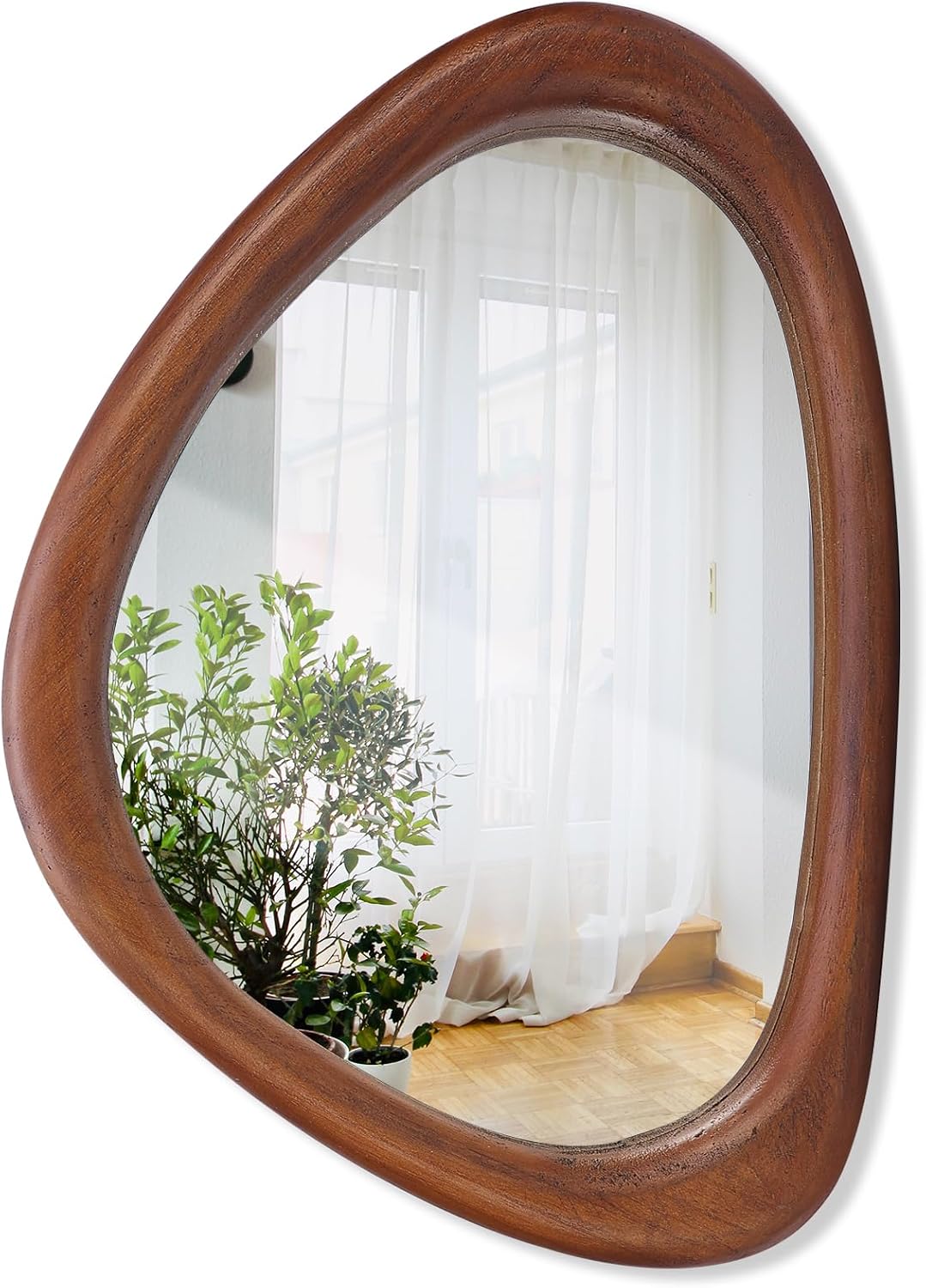 Irregular Wall Mirror, 15*10in Asymmetrical Wood Mirrors, Small Wall Mirror