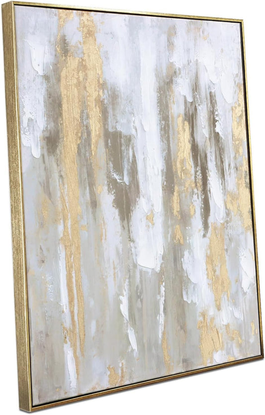 Zessonic Large Gold Abstract 3D Textured Hand-painted Wall Art, 24"x32"