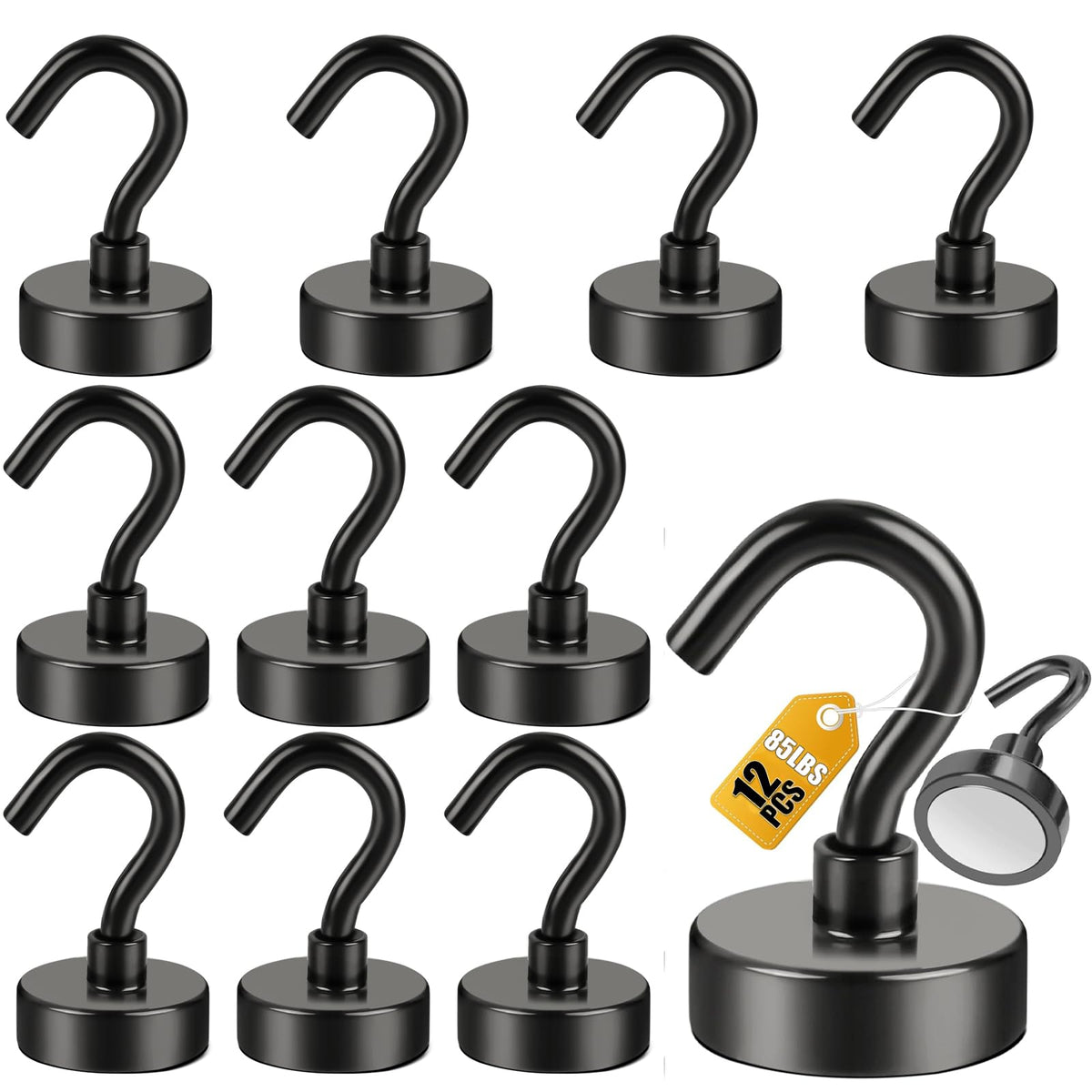DIYMAG Magnetic Hooks 20pcs 30lbs+ Cruise Essentials 2026 Magnet Hook Black