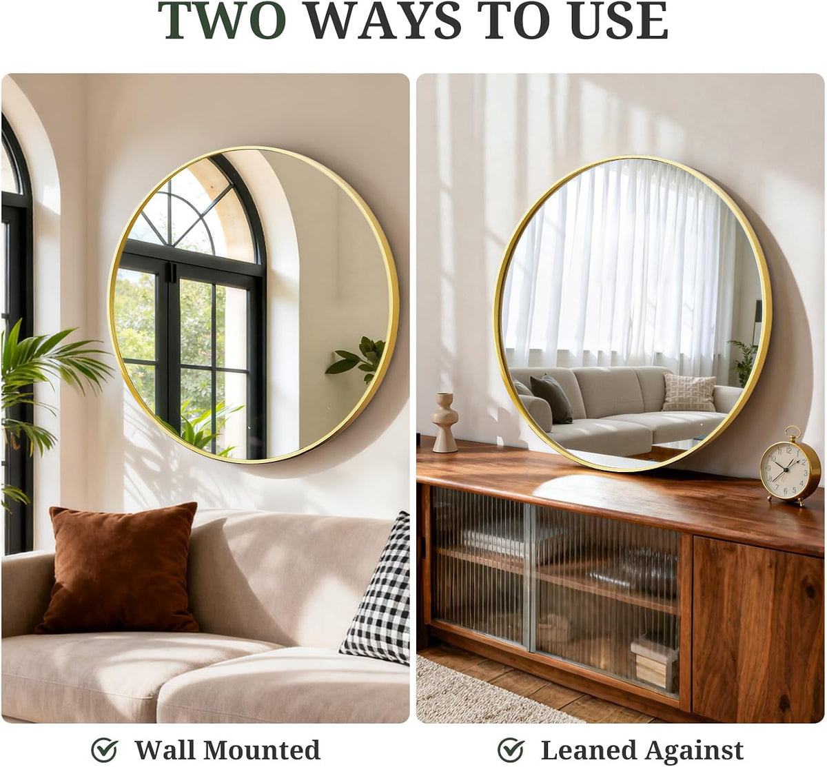 Round Wall Mirror 30 Inch Gold Vanity Mirror with Metal Frame