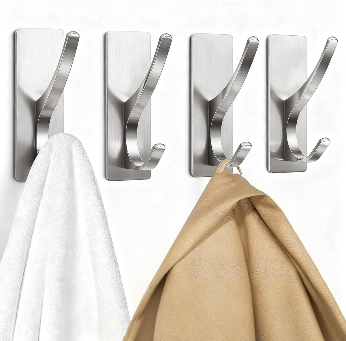 pickpiff Matt Black Self-Adhesive Hook, 13LB Hanger for Coat/Towel, 4-Pack