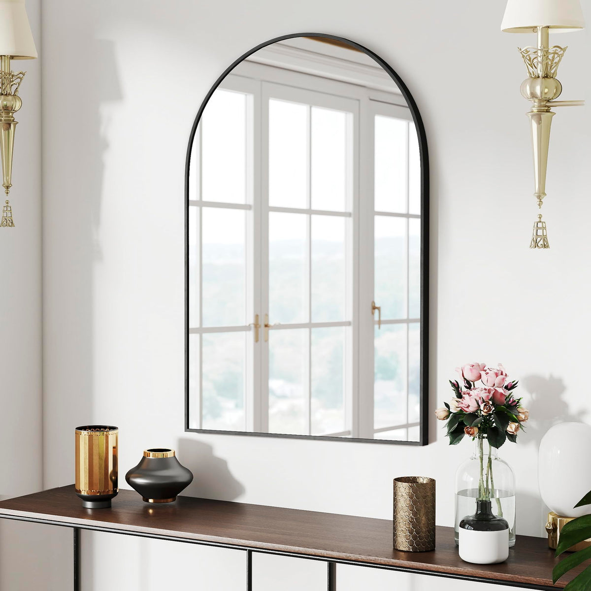 SCWF-GZ 47x14 Full Length Mirror Over the Door Hang or Wall Mounted Black