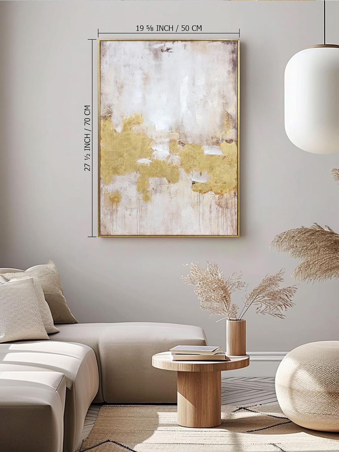 Zessonic Gold and Neutral Abstract Hand-Applied Brush Wall Art,20"x28"x2