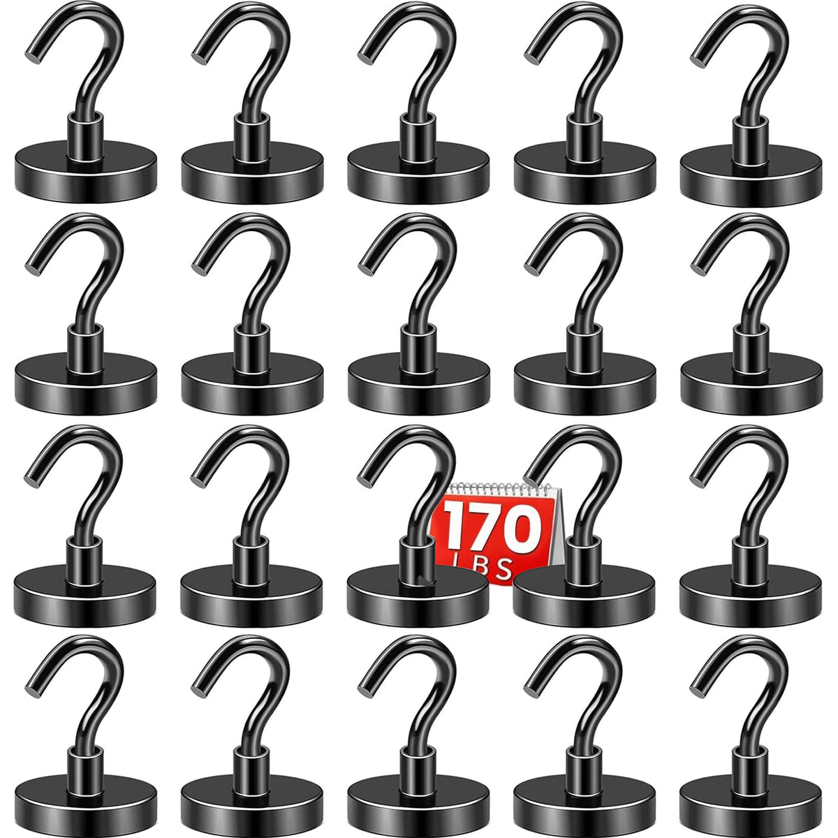 DIYMAG Magnetic Hooks 20pcs 30lbs+ Cruise Essentials 2026 Magnet Hook Black