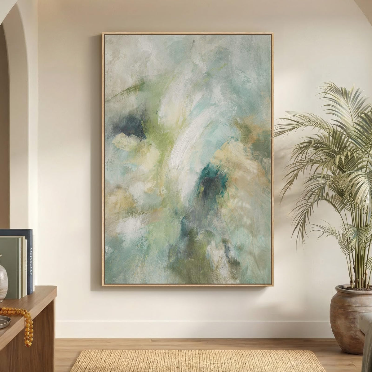 Extra Large Framed Brown Beige Abstract Wall Art for Living Room, 40x60 In