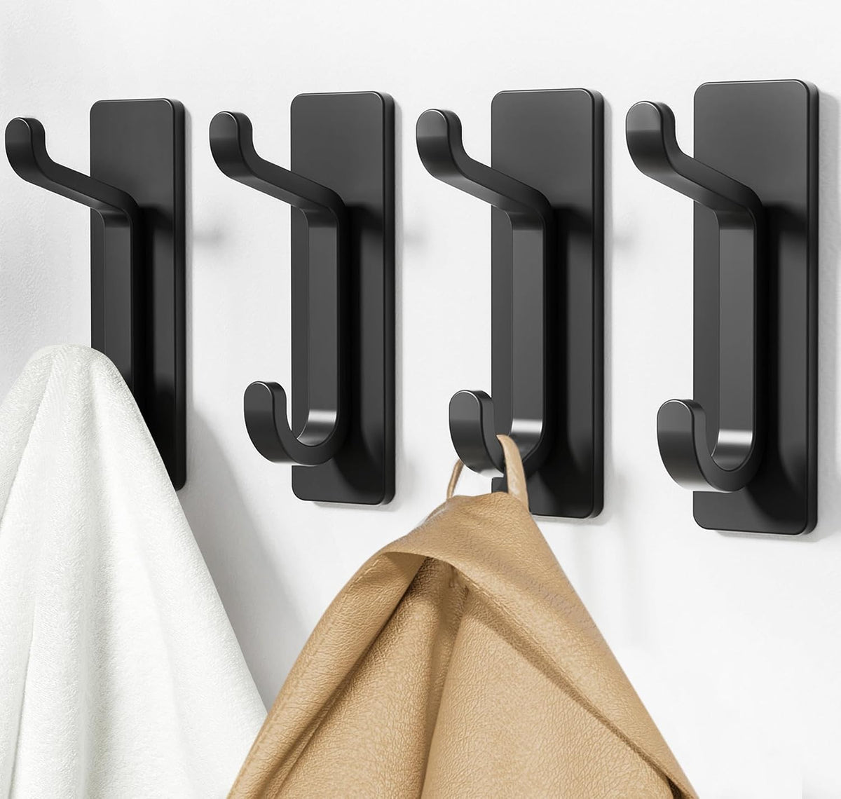 pickpiff 13LB Strong Stick-on Hooks for Coat & Towel, Black 6 Pack