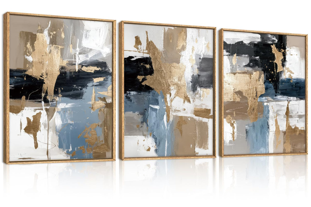 KAIRNE Neutral Abstrcat Landscape Framed Canvas Wall Art Set-40"x20"x1