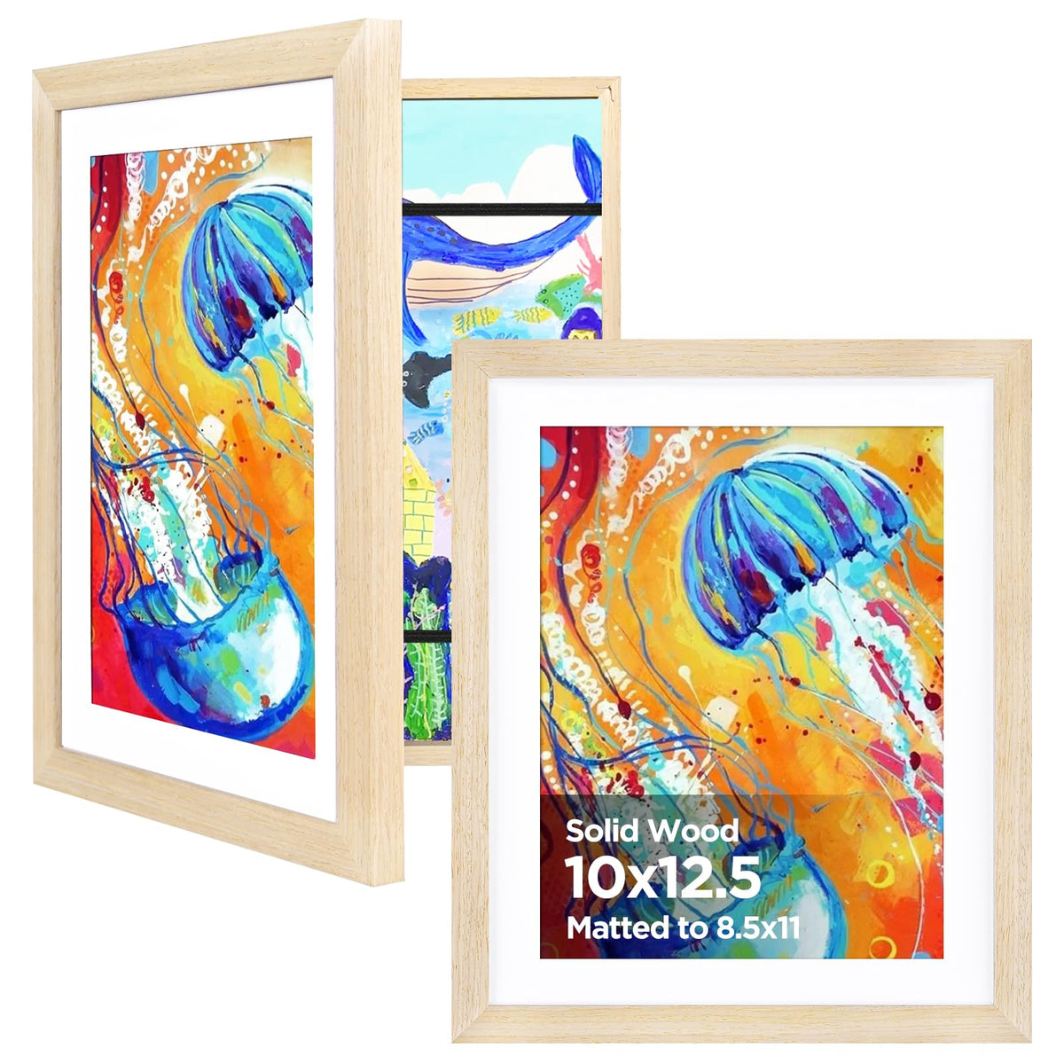 KINLINK 9x12 Kids Art Frame, Natural Artwork Frames 2 Pack