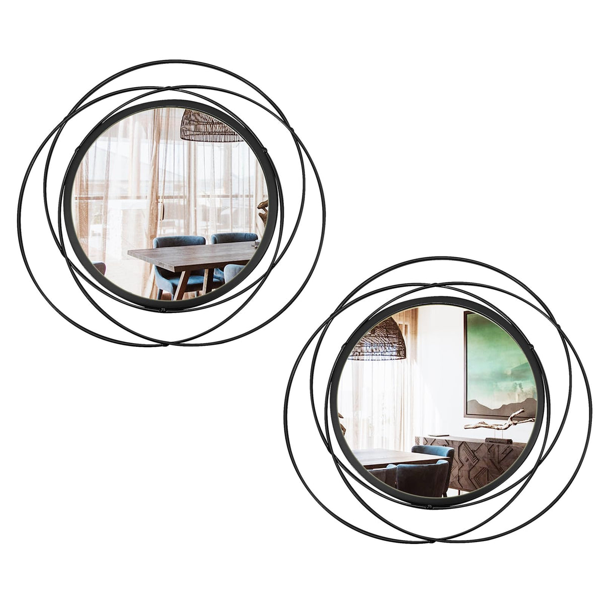 3 Set Sunburst Round Mirrors for Wall Decor Bedroom Bathroom