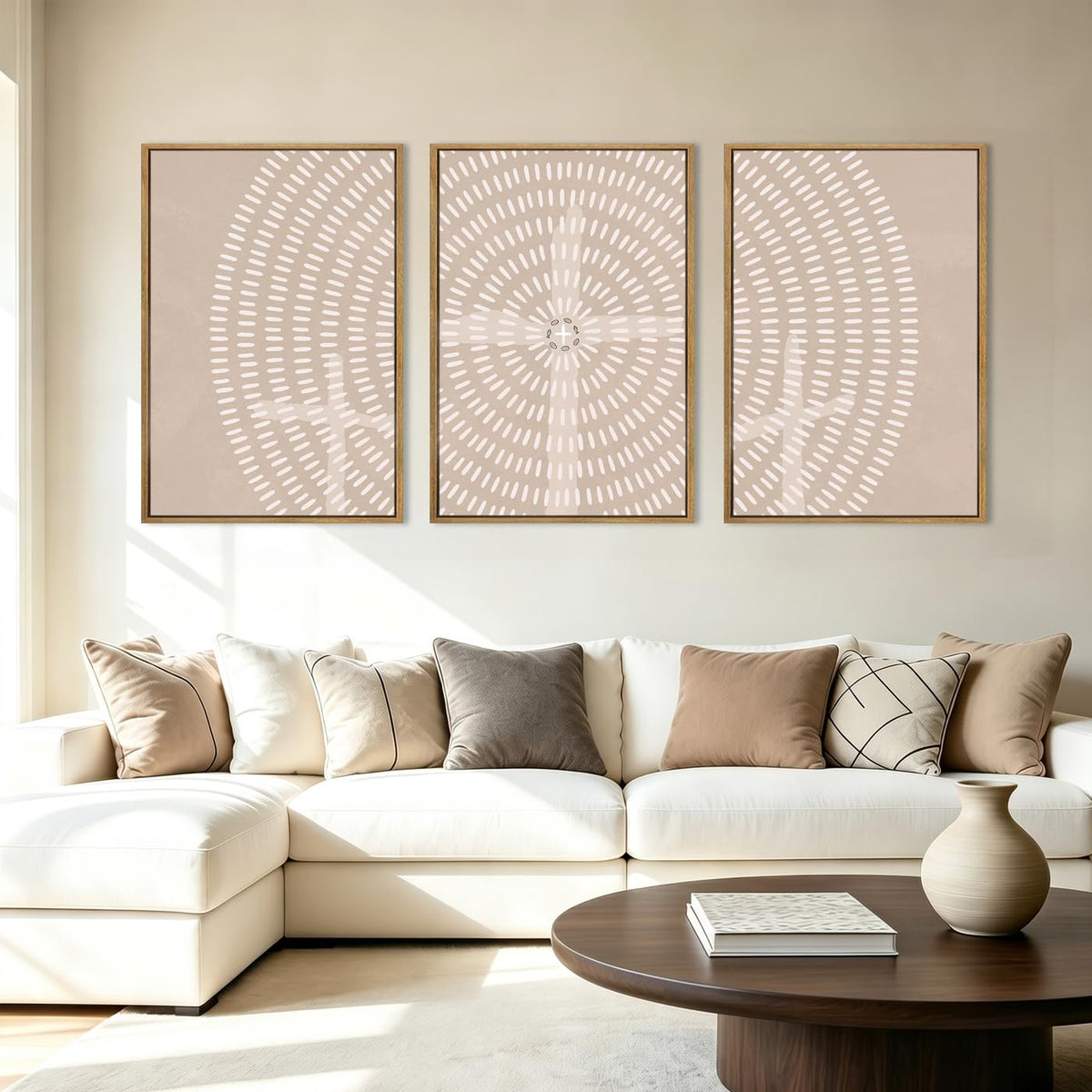 BINCUE Neutral Abstract Wall Art Beige Large Wall Decor Boho Mid Century Modern Artwork Art Print for Living Room Bedroom Office 24"x36" Set of 3 Gift