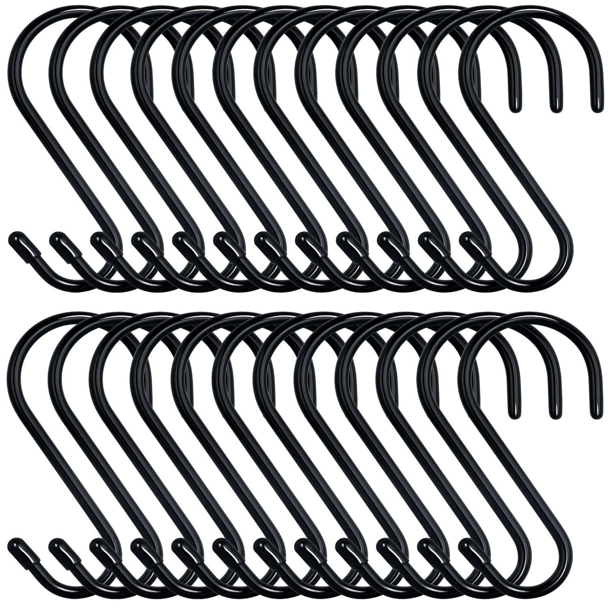 DINGEE 6 Inch Heavy Duty S Hooks, Large S Hook for Hanging Plants, Vinyl Coated S Hook 6 Pack Sturdy Non Slip Black S Hooks for Hanging Closet,Bird Feeders,Kitchen,Large Object,Garden Tools