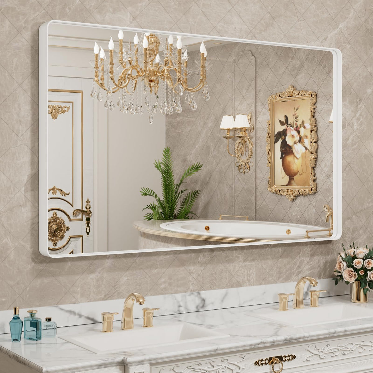 LOAAO 20X16 Inch Black Bathroom Mirror Metal Framed