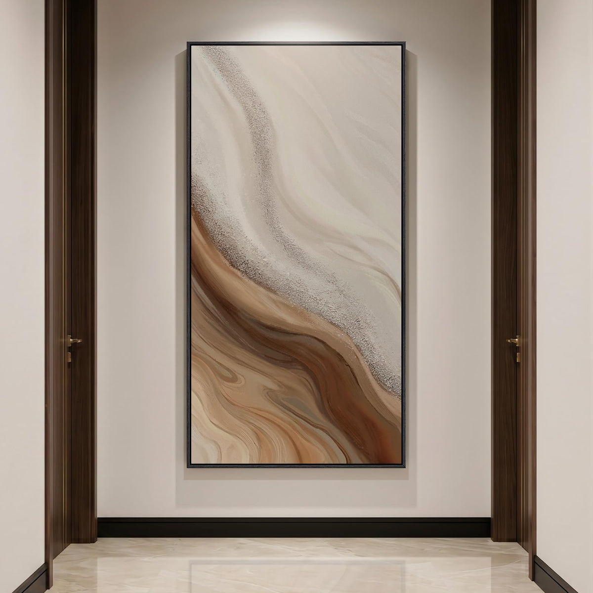 Extra Large Framed Brown Abstract Wall Art for Living Room, Vertical 40x60